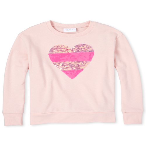Girls Flip Sequin Heart French Terry Sweatshirt - Pink - The Children's Place
Girls Flip Sequin Heart French Terry Sweatshirt - Pink - The Children's Place