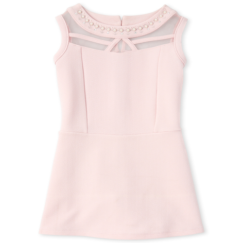Girls Jeweled Jacquard Romper - Pink - The Children's Place