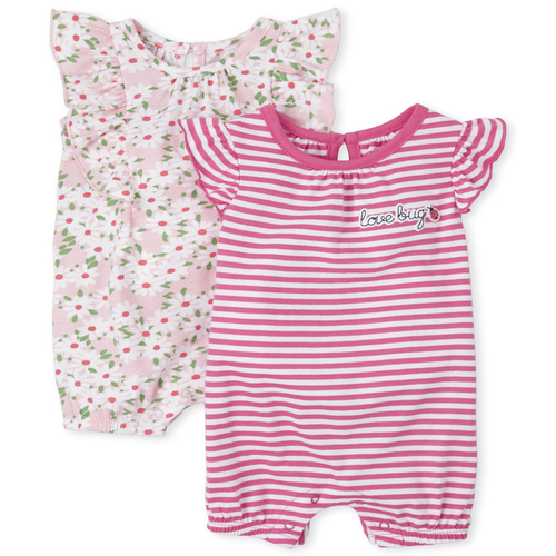 Newborn Baby Daisy Ruffle Romper 2-Pack - Pink - The Children's Place