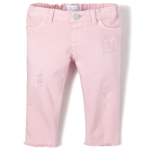 Newborn Baby And Toddler Distressed Denim Skinny Jeans - Pink - The Children's Place