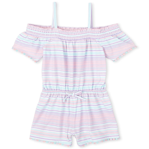 

s Baby And Toddler Striped Off Shoulder Romper - Pink - The Children's Place