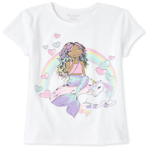 Girls Glitter Mermaid Unicorn Graphic Tee - White T-Shirt - The Children's Place
Girls Glitter Mermaid Unicorn Graphic Tee - White T-Shirt - The Children's Place