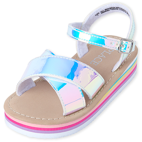 Baby Girls Toddler Holographic Rainbow Platform Sandals - Metallic - The Children's Place
Baby Girls Toddler Holographic Rainbow Platform Sandals - Metallic - The Children's Place