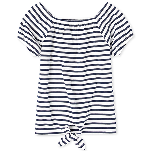 Girls Striped Tie Front Top - Blue - The Children's Place