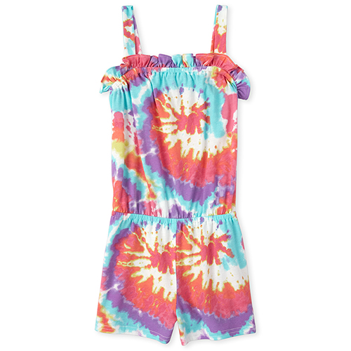 Girls Tie Dye Ruffle Romper - Pink - The Children's Place