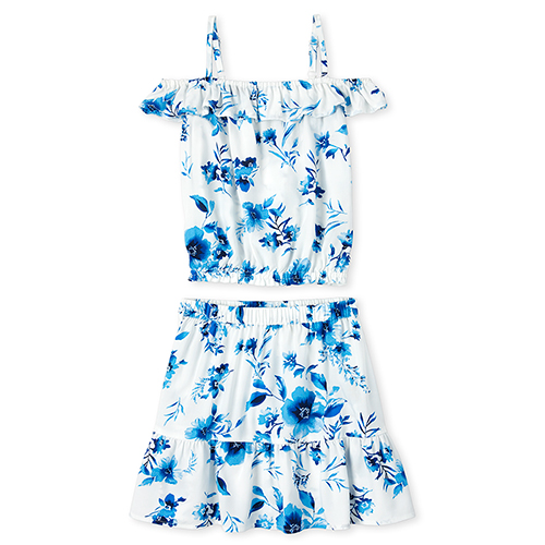 Girls Floral Off Shoulder Top And Ruffle Skirt Set - Blue - The Children's Place
Girls Floral Off Shoulder Top And Ruffle Skirt Set - Blue - The Children's Place