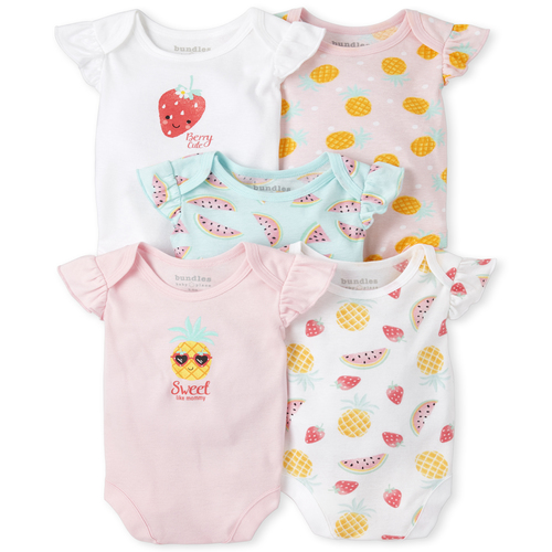 Newborn Baby Fruit Bodysuit 5-Pack - Pink - The Children's Place