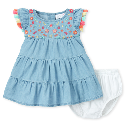 Newborn Baby Embroidered Tassel Denim Tiered Dress - Blue - The Children's Place
Newborn Baby Embroidered Tassel Denim Tiered Dress - Blue - The Children's Place