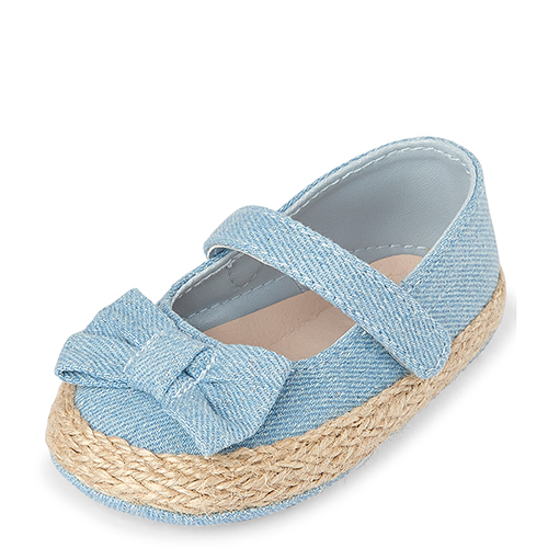 Newborn Glitter Bow Denim Espadrilles - The Children's Place