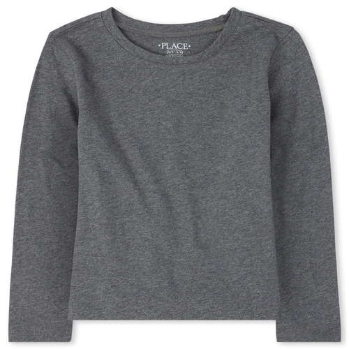 Girls Uniform Basic Layering Tee - Gray T-Shirt - The Children's Place