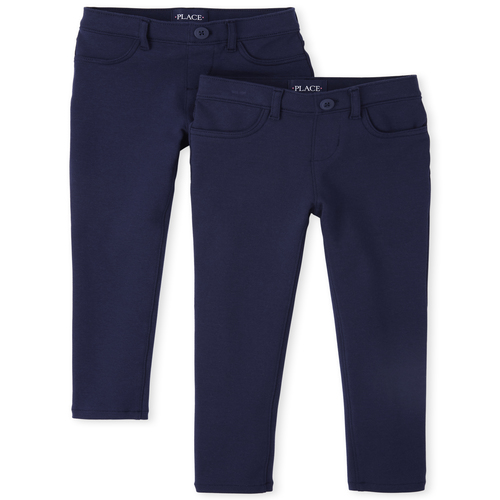 Girls Uniform Ponte Knit Jeggings 2-Pack - Blue - The Children's Place