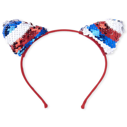 Girls Americana Flip Sequin Cat Ears Headband - White - The Children's Place