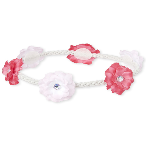 Girls Rhinestud Flower Braided Headwrap - Pink - The Children's Place
