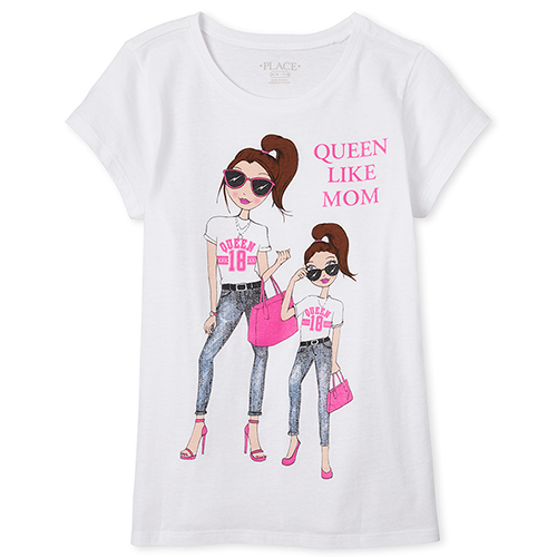 Girls Glitter Queen Like Mom Graphic Tee - White T-Shirt - The Children's Place
Girls Glitter Queen Like Mom Graphic Tee - White T-Shirt - The Children's Place