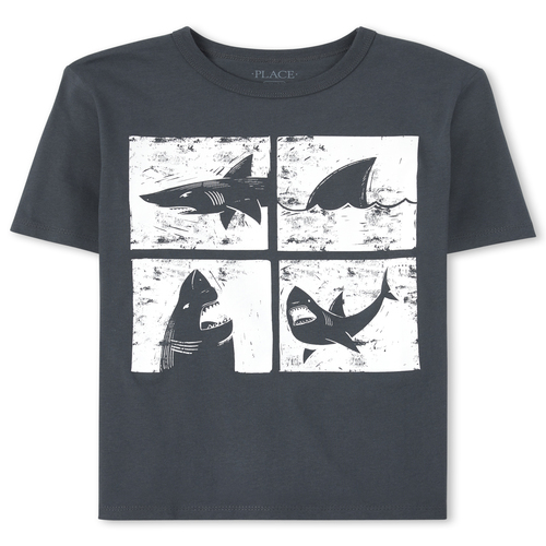 Boys Boys Shark Graphic Tee - Gray T-Shirt - The Children's Place