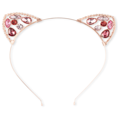 Girls Jeweled Cat Ears Metal Headband - Metallic - The Children's Place