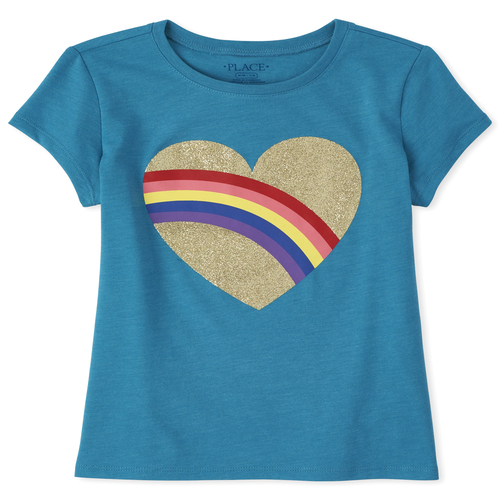 Girls Glitter Rainbow Heart Graphic Tee - Green T-Shirt - The Children's Place
Girls Glitter Rainbow Heart Graphic Tee - Green T-Shirt - The Children's Place