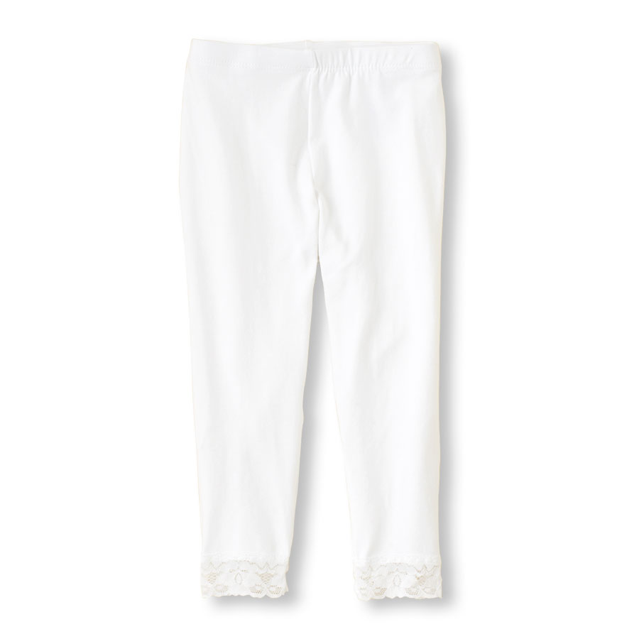 Girls Lace-Trimmed Solid Capri Leggings | The Children's Place