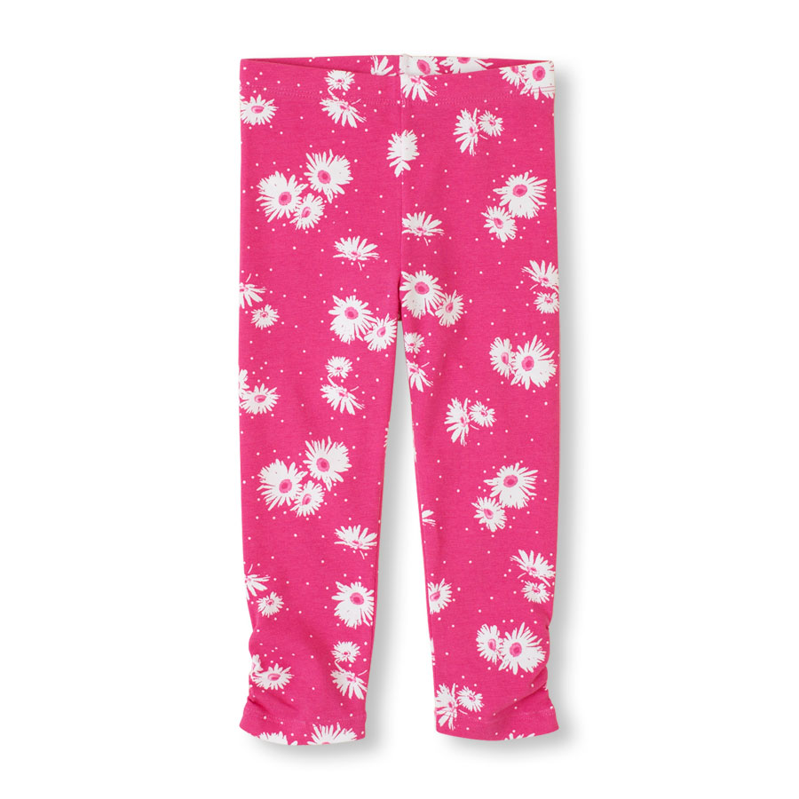 Cheap Ruched Floral Leggings