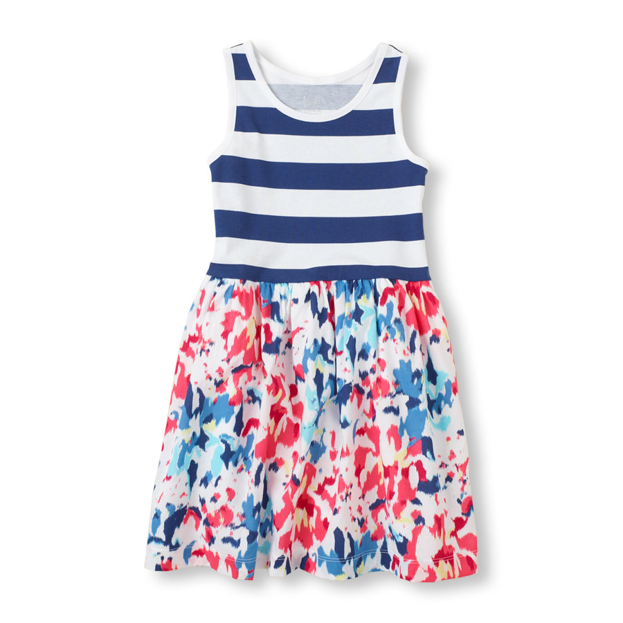 Top Mixed-Print Dress