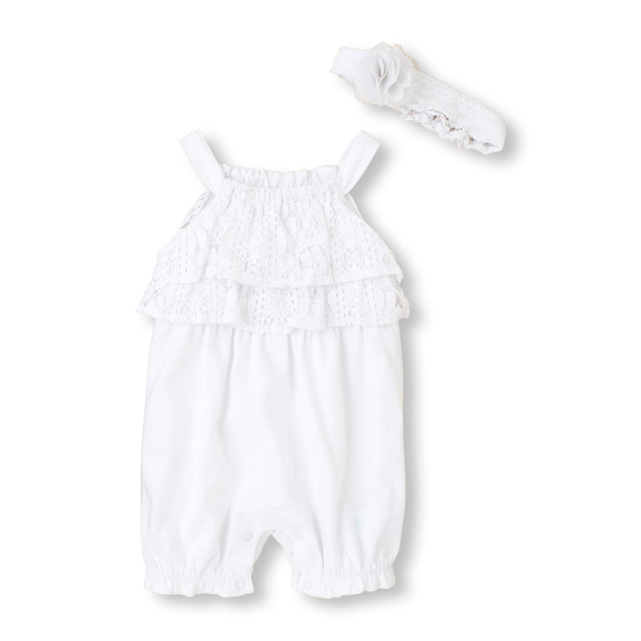 Coupons Lace Romper And Headwrap Set