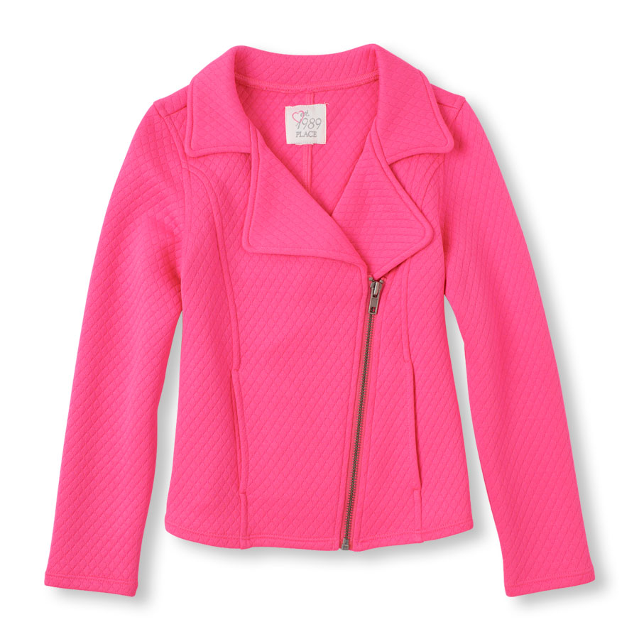 Coupons Long Sleeve Textured Moto Jacket