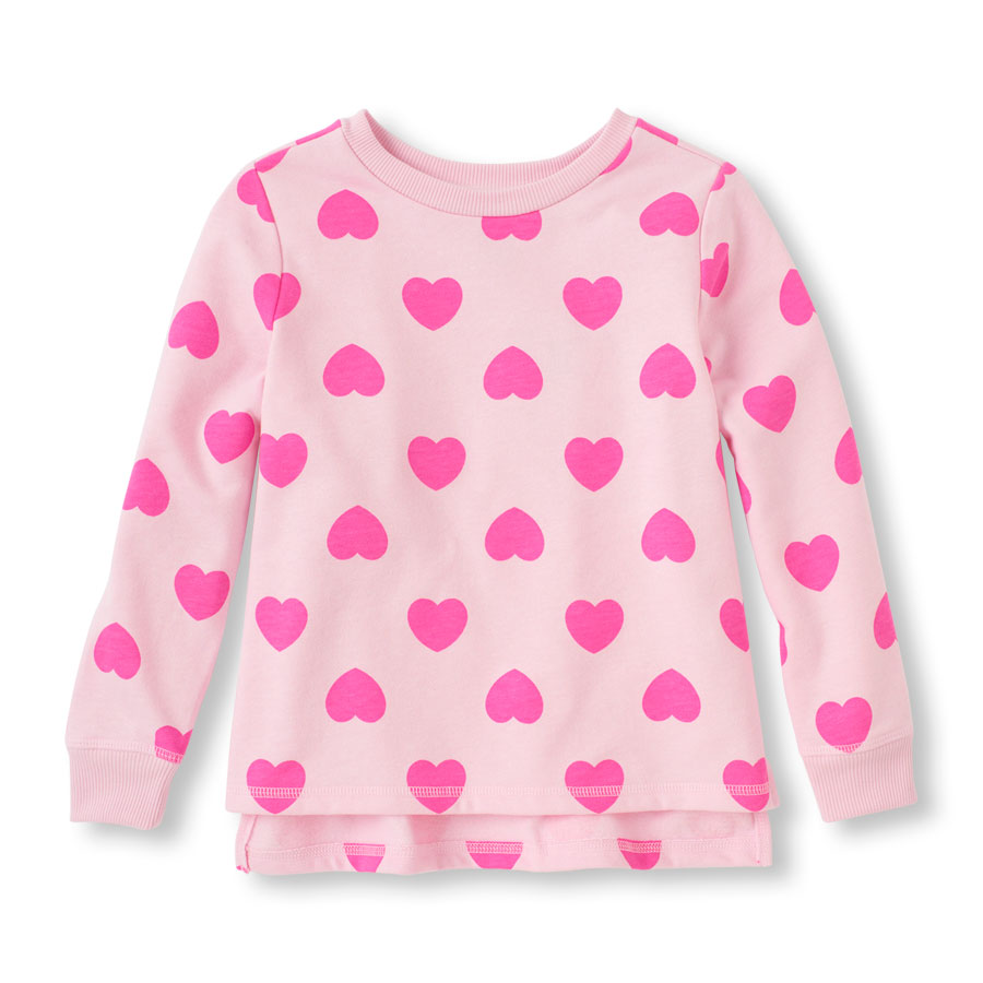 Promos Long Sleeve Heart Print Active Sweatshirt