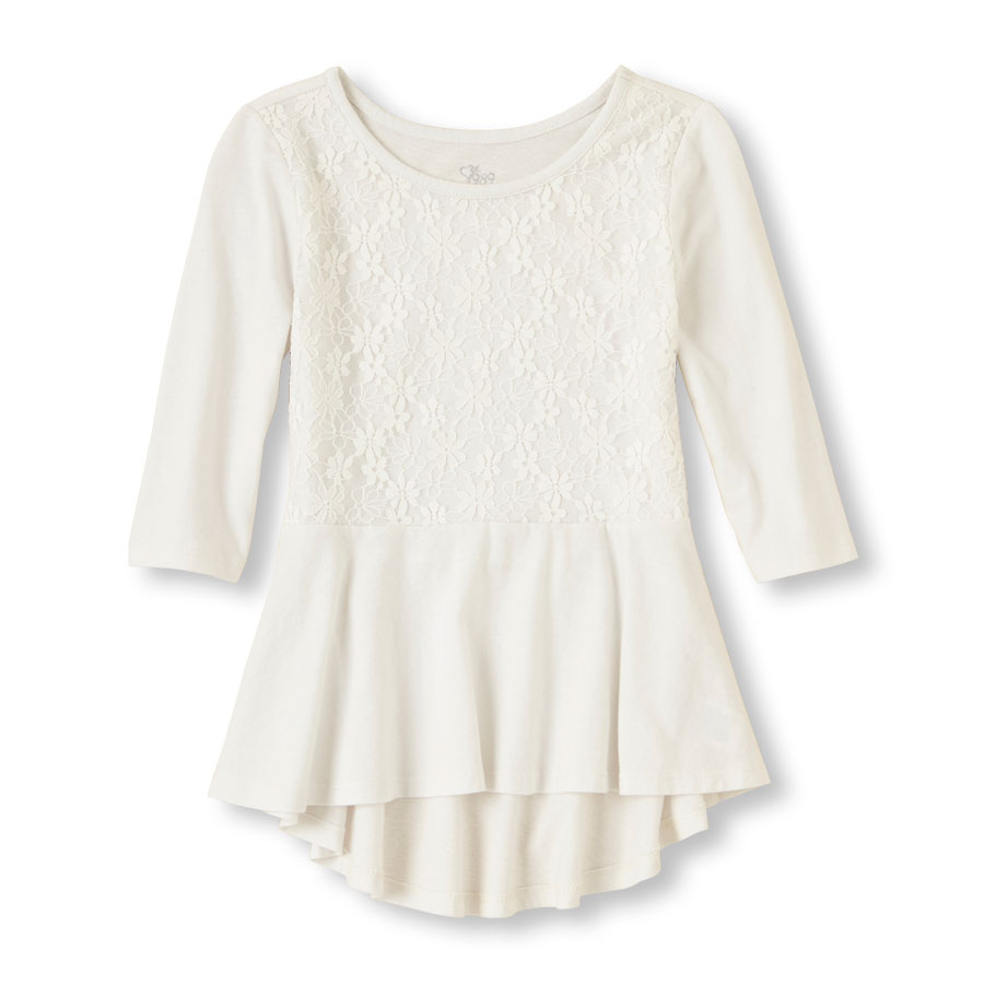 Coupons Elbow Sleeve Hi-Low Printed Peplum Shirt
