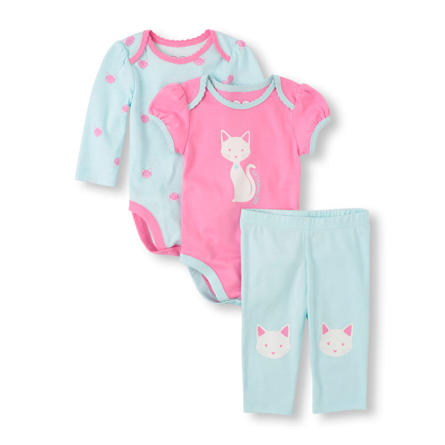 Compare Cat Bodysuits And Pants 3-Piece Set