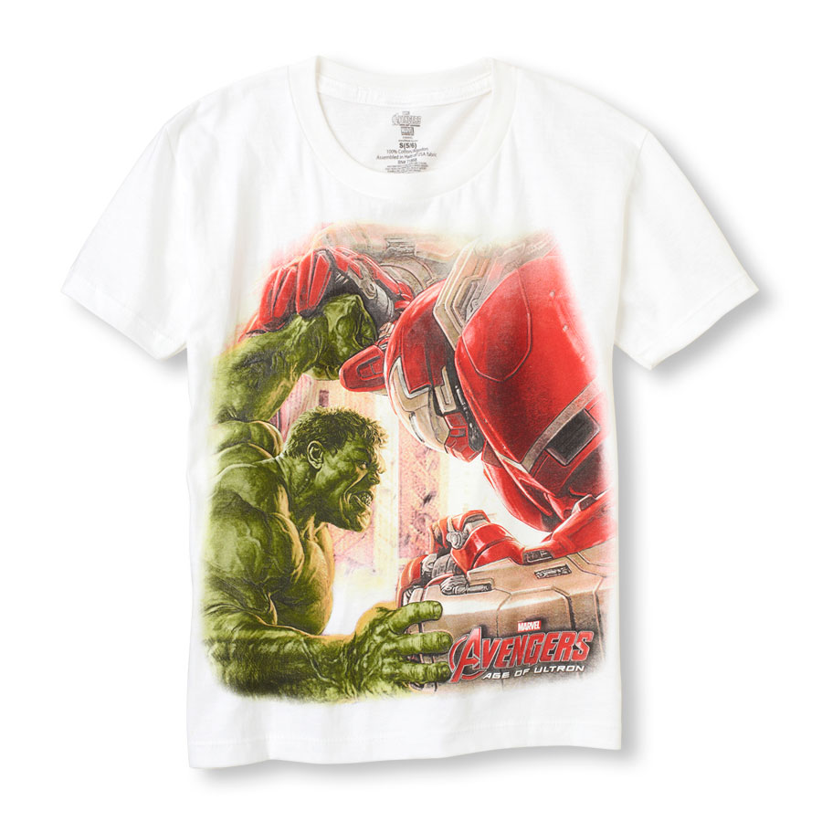 Top Short Sleeve Avengers Hulk Iron Man Graphic Tee