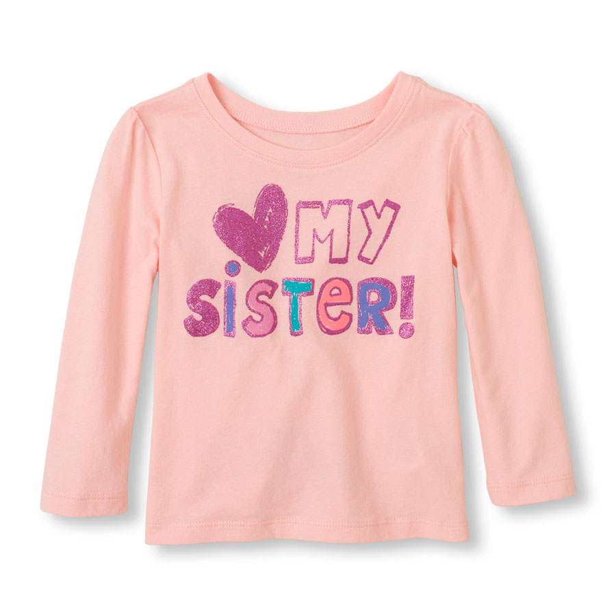 Promos Long Sleeve Heart My Sister Graphic Tee