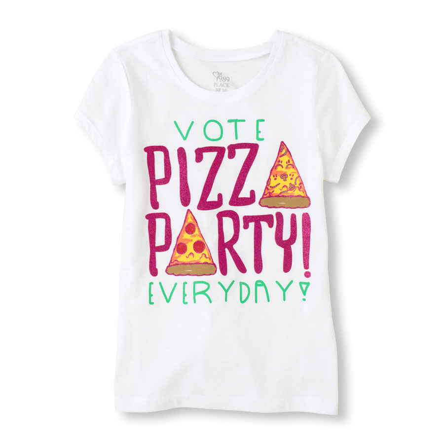 Promos Short Sleeve Vote Pizza Party Every Day Graphic Tee