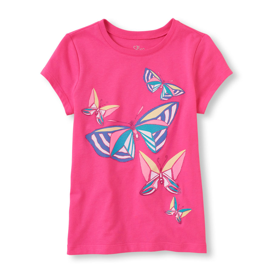 Cheap Short Sleeve Butterfly Trail Graphic Tee