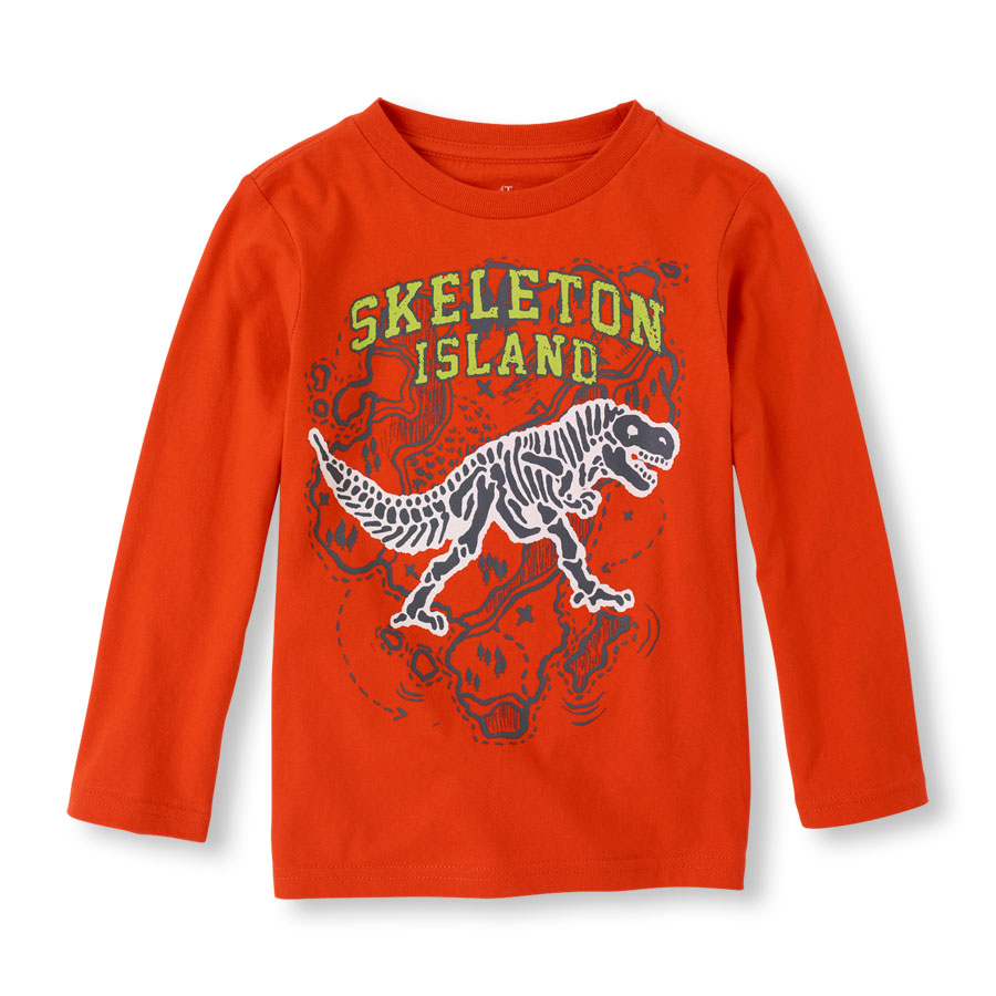 Promos Long Sleeve Skeleton Island Graphic Tee