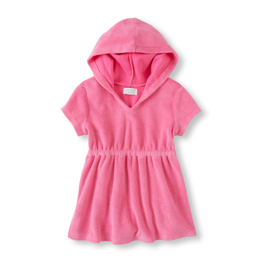 CIRCO Solid PINK Terry Cloth SWIM COVER UP w/ Hood & Zipper Girls