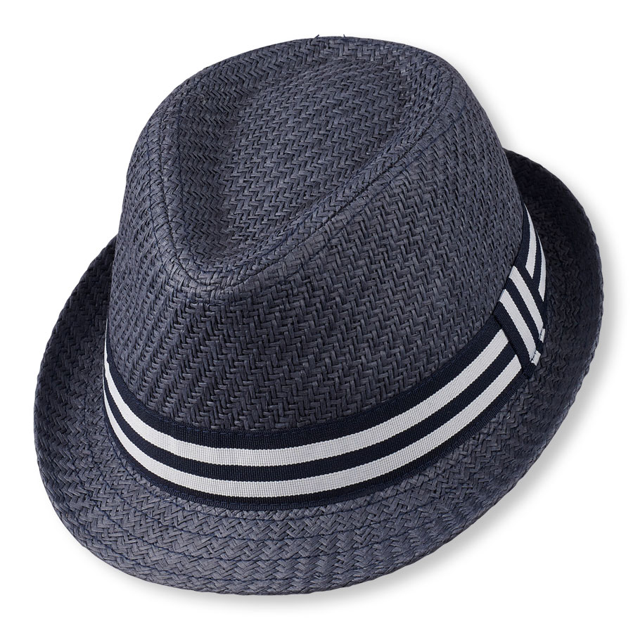 Toddler Boys Checked Trim Straw Fedora Hat The Children's Place