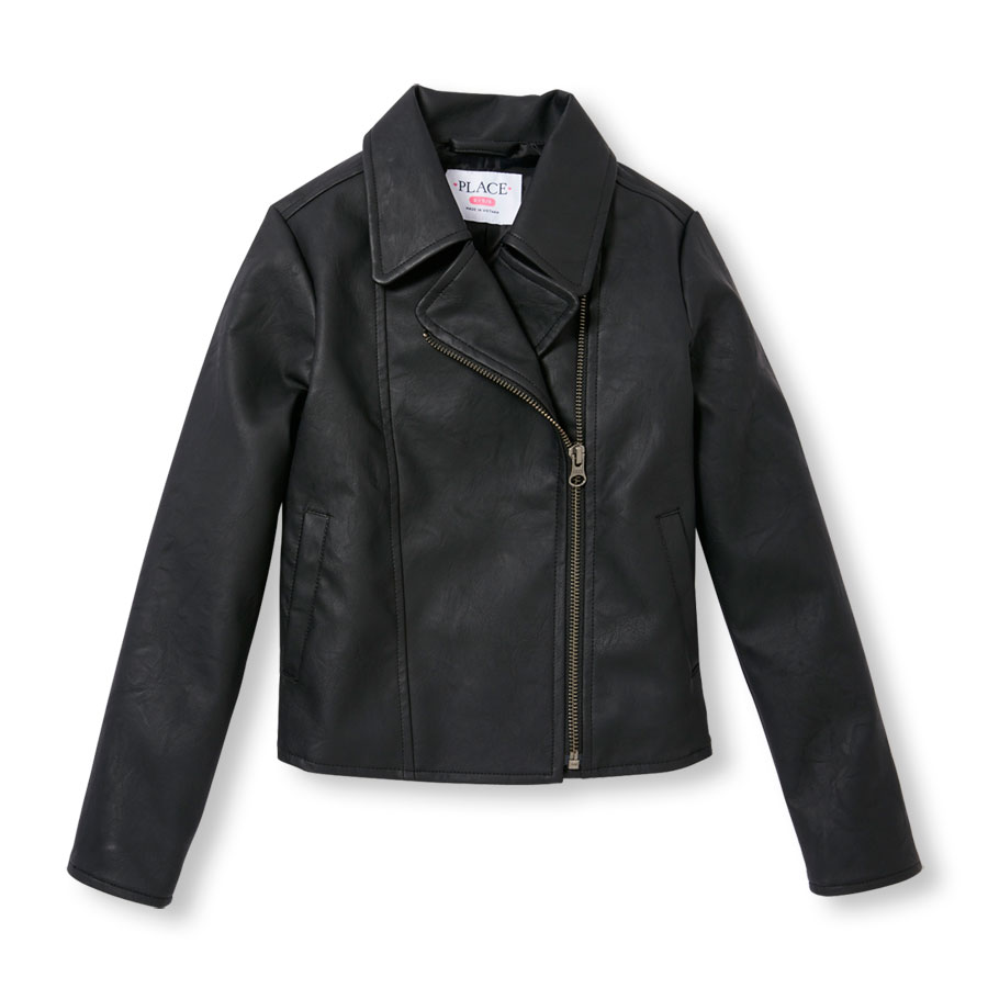 Girls Long Sleeve Faux Leather Moto Jacket The Children S Place Girls Long Sleeve Faux Leather Moto Jacket