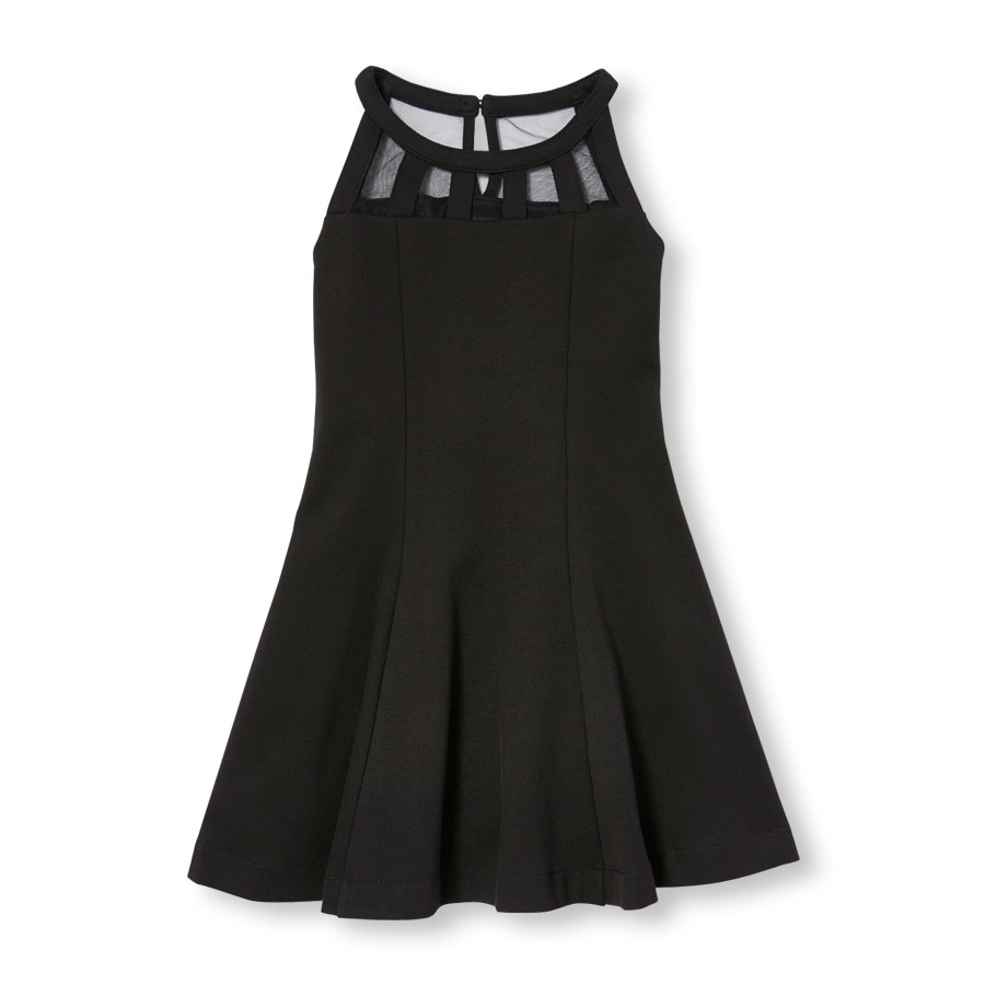 Coupons Girls Sleeveless High-Neck Cutout Ponte Dress