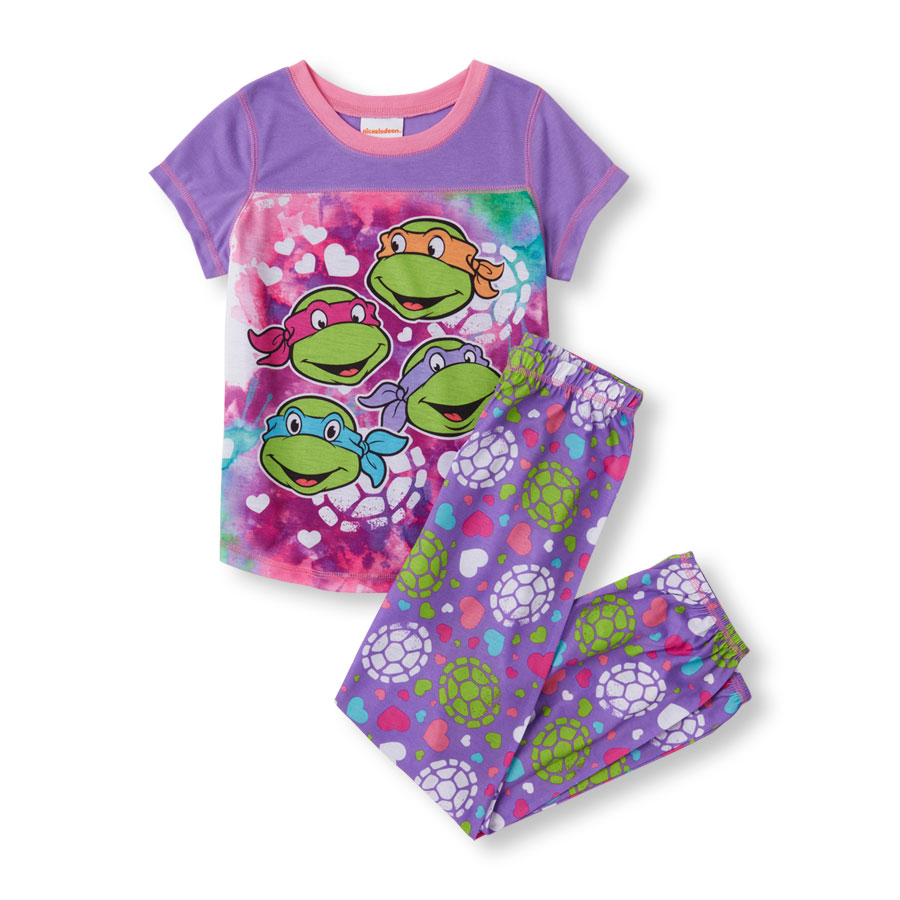 Girls Short Sleeve Teenage Mutant Ninja Turtle Tee and Pant Pajama ...