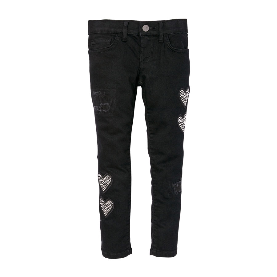 Best Girls Embellished Heart Patch Rip And Repair Skinny Jeans