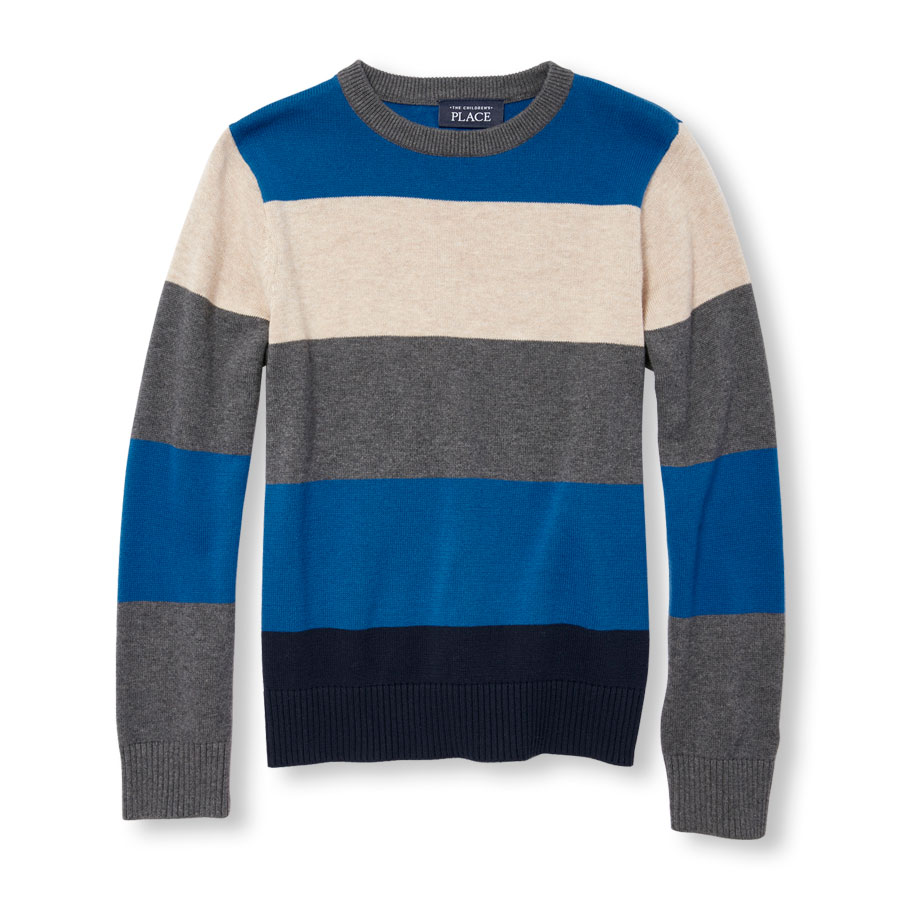 Promos Boys Long Sleeve Striped Sweater