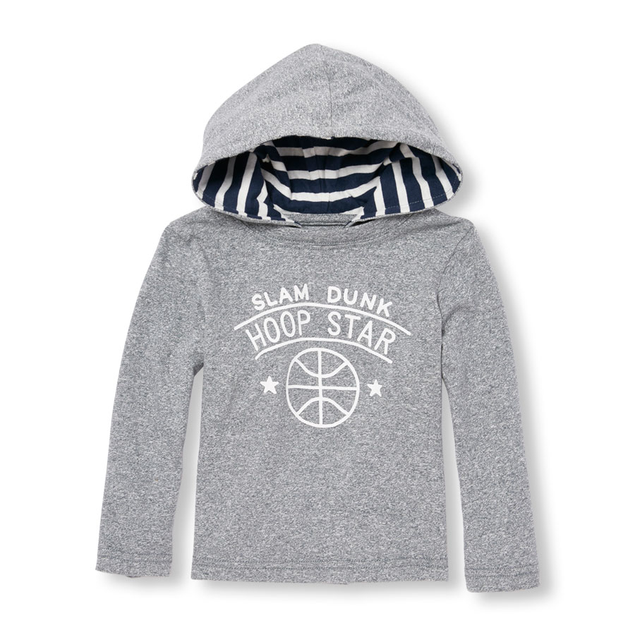 Top Toddler Boys Long Sleeve Sporty Statement Hooded Top