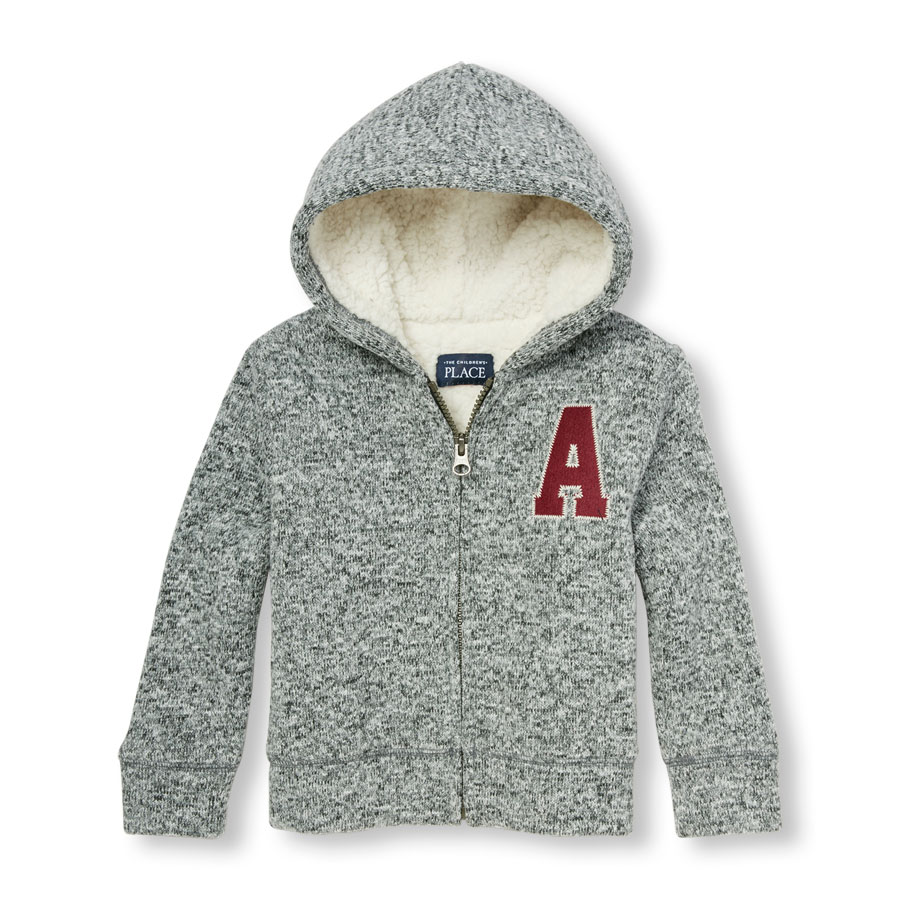 Promos Toddler Boys Long Sleeve Marled Sherpa-Lined Varsity Zip-Up Hoodie