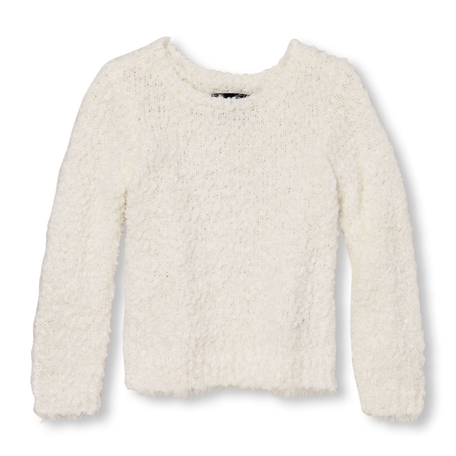 Discounts Toddler Girls Long Sleeve Metallic Fuzzy Sweater