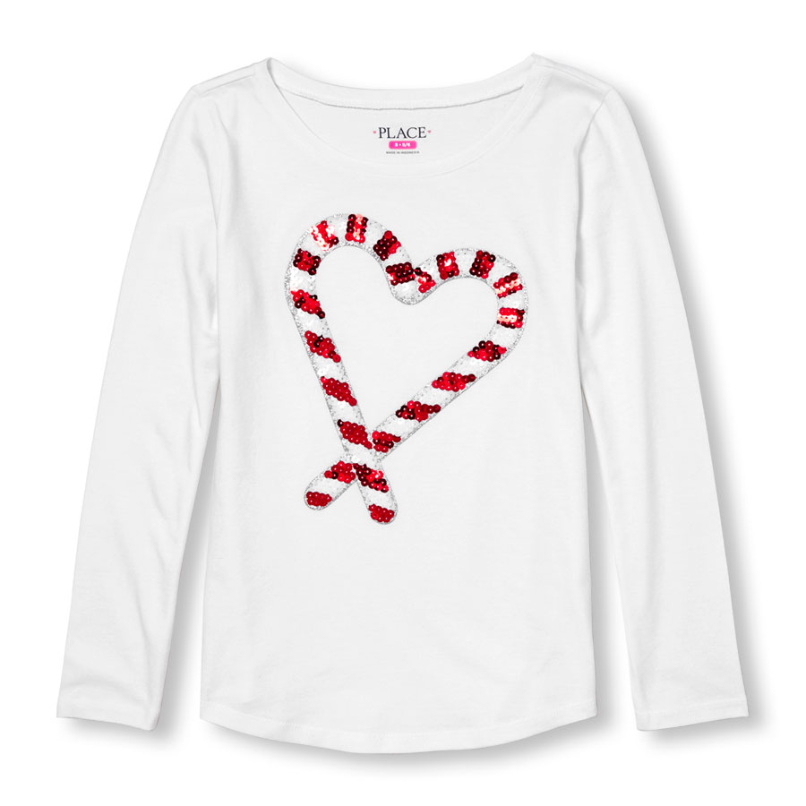 Reviews Girls Long Sleeve Embellished Holiday Graphic Top