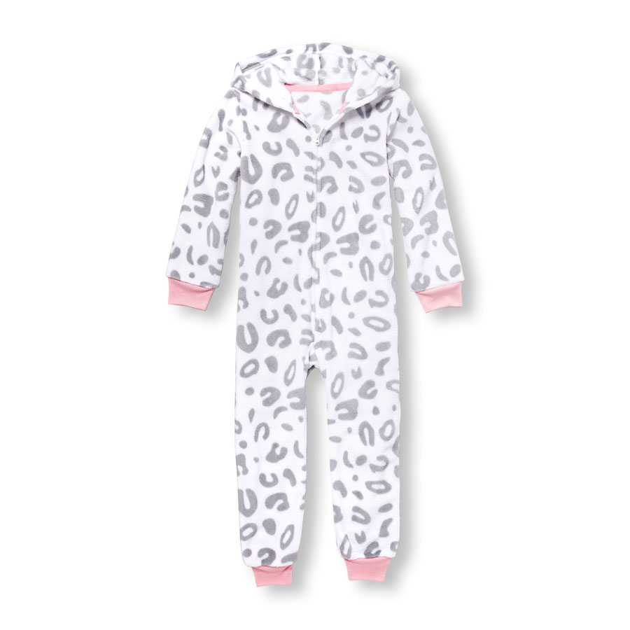 Compare Girls Long Sleeve Leopard Print Hooded One-Piece Sleeper