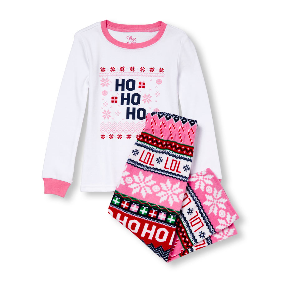 Promos Unisex Baby And Toddler Long Sleeve Ho Ho Ho Top And Fair Isle Print Fleece Pants Pj Set