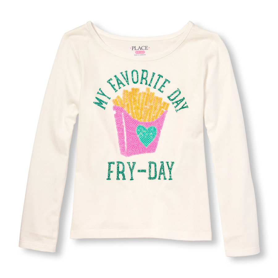 Reviews Girls Long Sleeve Embellished Foodie Graphic Top