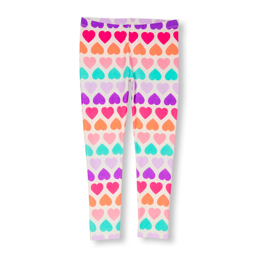 Coupons Girls Neon Heart Print Leggings