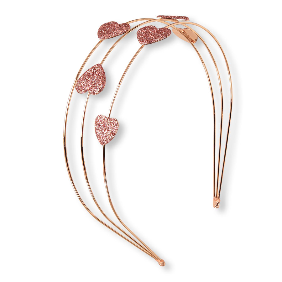 Reviews Girls Glitter Heart Triple Band Metal Headband